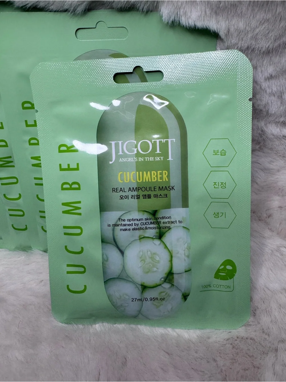 Jigott Cucumber Real Ampoule Mask - Hydrating Sheet 5 Mask